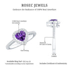 Rosec Jewels-Natural 0.9 Carat Amethyst Heart Engagement Ring with Diamond Halo