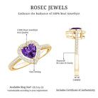 Rosec Jewels-Natural 0.9 Carat Amethyst Heart Engagement Ring with Diamond Halo