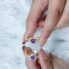 Rosec Jewels-Natural 0.9 Carat Amethyst Heart Engagement Ring with Diamond Halo