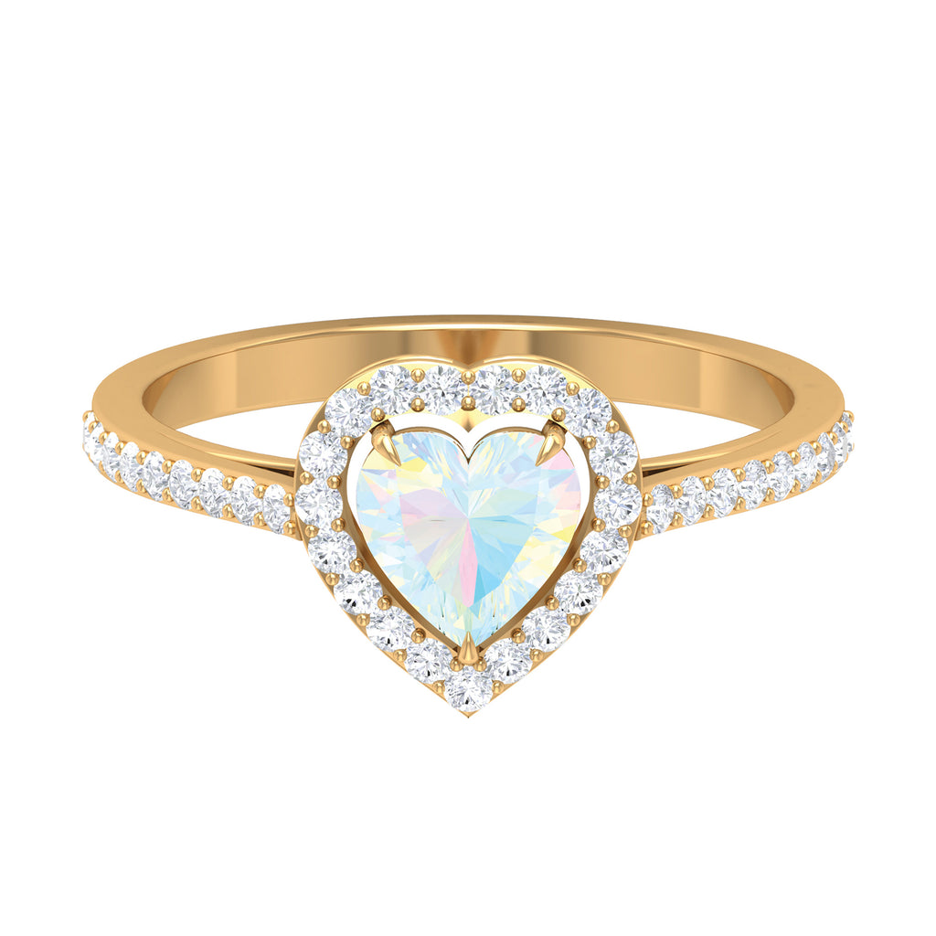 1.25 CT Heart Shape Ethiopian Opal Engagement Ring with Diamond Accent Ethiopian Opal - ( AAA ) - Quality - Rosec Jewels