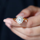 Natural 0.6 Carat Oval Shape Moonstone Engagement Ring With Moissanite AAA - Rosec Jewels