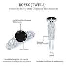 Vintage Inspired Black Diamond Engagement Ring with Filigree details AAAA ( Synthetic ) - Rosec Jewels