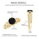 Vintage Inspired Black Diamond Engagement Ring with Filigree details AAAA ( Synthetic ) - Rosec Jewels