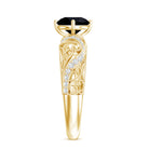 Vintage Inspired Black Diamond Engagement Ring with Filigree details AAAA ( Synthetic ) - Rosec Jewels
