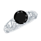 Vintage Inspired Onyx and Diamond Engagement Ring AAA - Rosec Jewels