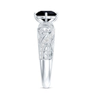 Vintage Inspired Onyx and Diamond Engagement Ring AAA - Rosec Jewels