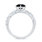 Vintage Inspired Onyx and Diamond Engagement Ring AAA - Rosec Jewels