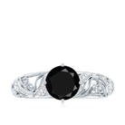 Vintage Inspired Onyx and Diamond Engagement Ring AAA - Rosec Jewels