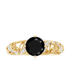 Vintage Inspired Onyx and Diamond Engagement Ring AAA - Rosec Jewels