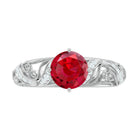 Vintage Looking Lab Ruby and Diamond Engagement Ring AAAA - Rosec Jewels