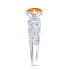 Genuine Citrine Vintage Looking Engagement Ring with Diamond AAA - Rosec Jewels