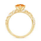 Genuine Citrine Vintage Looking Engagement Ring with Diamond AAA - Rosec Jewels