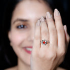 Rosec Jewels-Flower Inspired Fire Opal Engagement Ring with Diamond