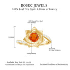 Rosec Jewels-Flower Inspired Fire Opal Engagement Ring with Diamond