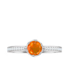 Rosec Jewels-Genuine Fire Opal Solitaire Engagement Ring with Diamond