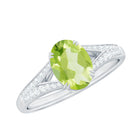 Rosec Jewels-Natural 1 Carat Peridot Oval Engagement Ring with Diamond Split Shank
