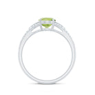 Rosec Jewels-Natural 1 Carat Peridot Oval Engagement Ring with Diamond Split Shank