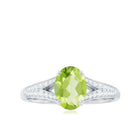 Rosec Jewels-Natural 1 Carat Peridot Oval Engagement Ring with Diamond Split Shank