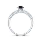 Round Cut Black Onyx and Diamond Stacking Wedding Ring Set AAA - Rosec Jewels