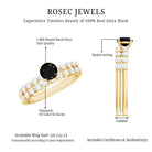 Round Cut Black Onyx and Diamond Stacking Wedding Ring Set AAA - Rosec Jewels