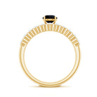Round Cut Black Onyx and Diamond Stacking Wedding Ring Set AAA - Rosec Jewels