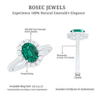 Certified 6X8 mm Oval Lab Grown Emerald Halo Engagement Ring AAAA - Rosec Jewels