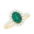 Certified 6X8 mm Oval Lab Grown Emerald Halo Engagement Ring AAAA - Rosec Jewels