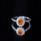 Rosec Jewels-Orange Fire Opal Oval Shape Engagement Ring with Moissanite