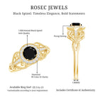 Vintage Inspired Black Spinel and Diamond Engagement Ring AAA - Rosec Jewels