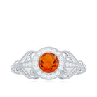 Rosec Jewels-Real 0.45 Carat Fire Opal and Diamond Vintage Inspired Engagement Ring