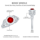 Lab Created Ruby and Diamond Vintage Engagement Ring AAAA - Rosec Jewels