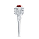 Lab Created Ruby and Diamond Vintage Engagement Ring AAAA - Rosec Jewels