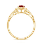 Lab Created Ruby and Diamond Vintage Engagement Ring AAAA - Rosec Jewels