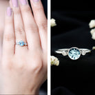 Bezel Set Real Aquamarine Diamond Engagement Ring with Certificate AAA - Rosec Jewels