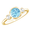 Bezel Set Real Aquamarine Diamond Engagement Ring with Certificate AAA - Rosec Jewels