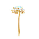 Certified Real Ethiopian Opal Heart Shaped Engagement Ring with Diamond Halo AAA - Rosec Jewels