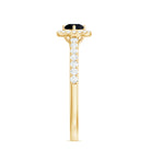 Rosec Jewels-Minimal Black Spinel Minimal Engagement Ring with Diamond Halo