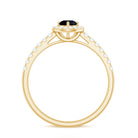 Rosec Jewels-Minimal Black Spinel Minimal Engagement Ring with Diamond Halo