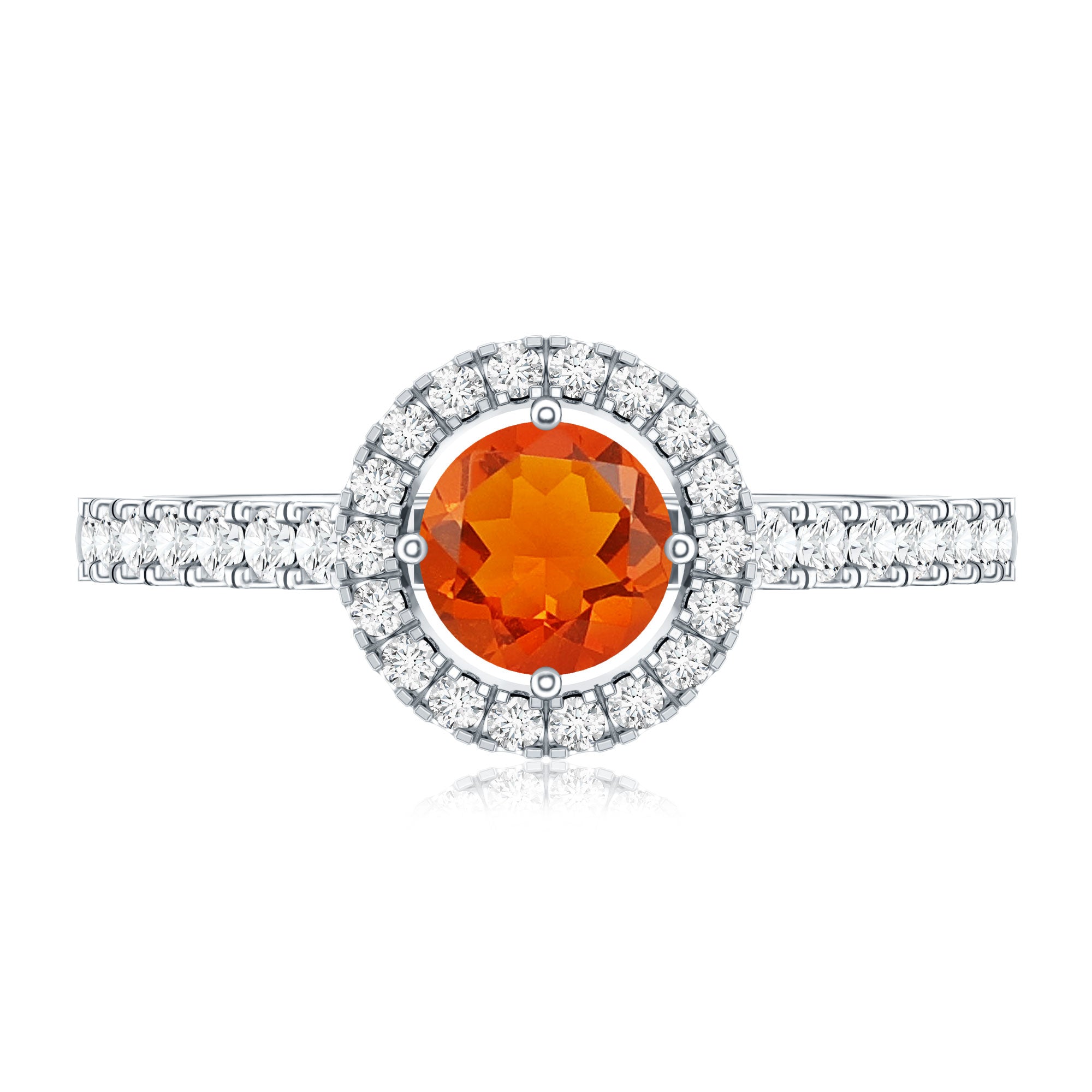 0.75 CT Fire Opal and Diamond Halo Engagement Ring AAA - Rosec Jewels