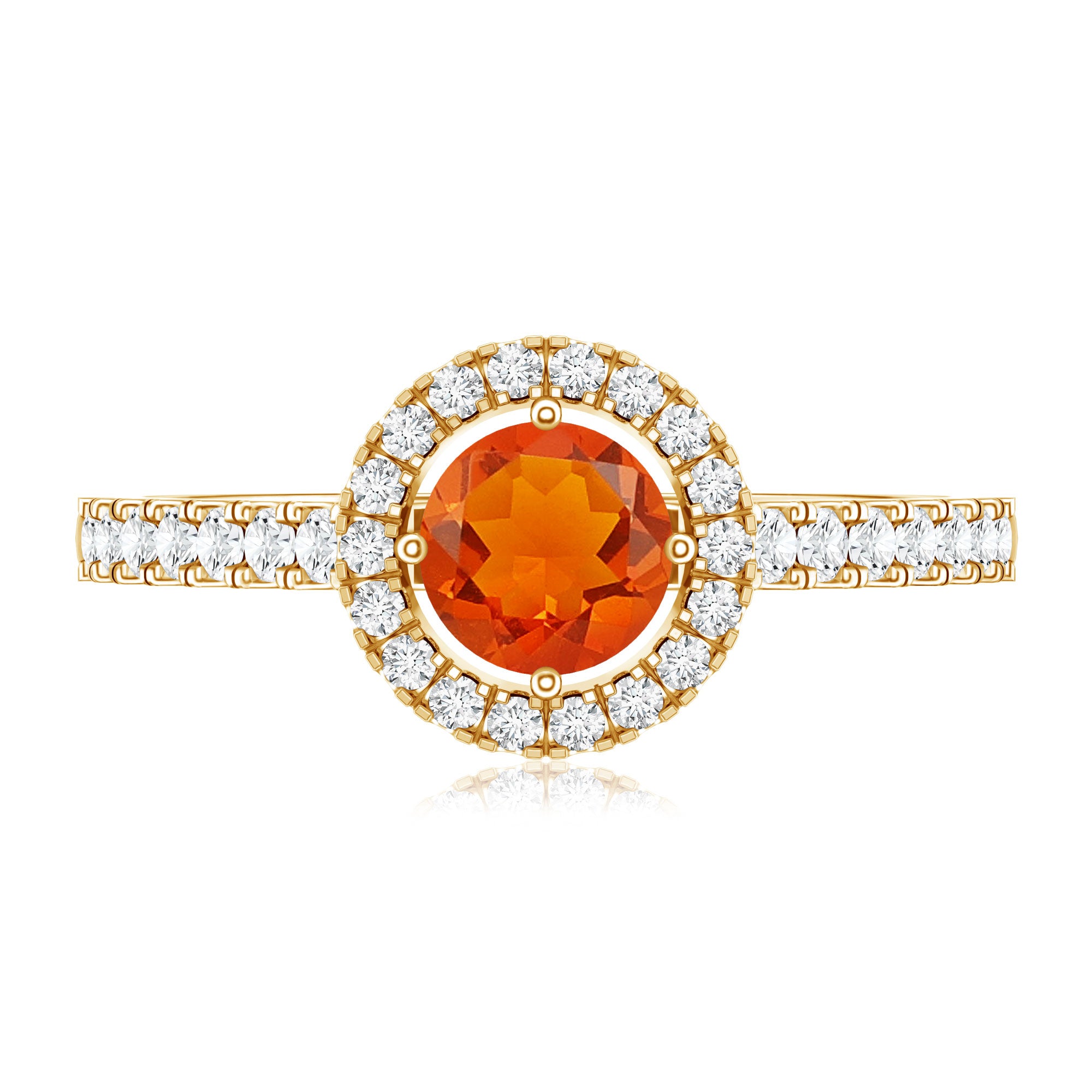 0.75 CT Fire Opal and Diamond Halo Engagement Ring AAA - Rosec Jewels
