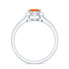 1 CT Teardrop Fire Opal Ring with Diamond Accent AAA - Rosec Jewels