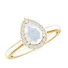 Rosec Jewels-Pear Shaped Moonstone Halo Engagement Ring with Diamond