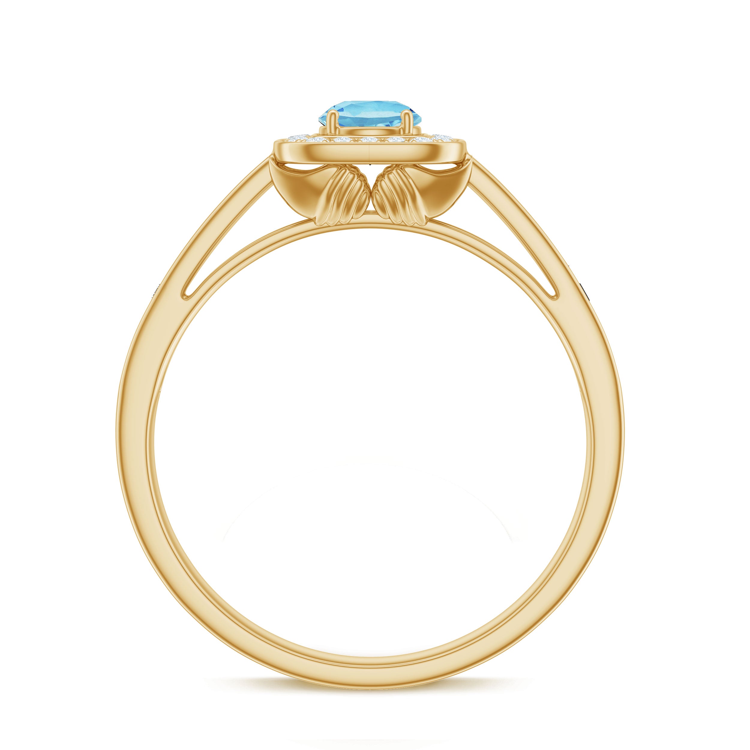 Vintage Looking Aquamarine and Diamond Halo Engagement Ring for Women AAA - Rosec Jewels