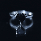 Solitaire Black Onyx Heart Promise Ring for Women AAA - Rosec Jewels
