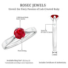 Rosec Jewels-Round Lab Grown Ruby Solitaire Ring with Diamond