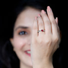 Rosec Jewels-Round Lab Grown Ruby Solitaire Ring with Diamond