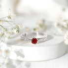 Rosec Jewels-Round Lab Grown Ruby Solitaire Ring with Diamond