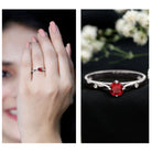 Rosec Jewels-Round Lab Grown Ruby Solitaire Ring with Diamond
