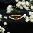 Rosec Jewels-Round Lab Grown Ruby Solitaire Ring with Diamond
