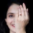 Rosec Jewels-Round Lab Grown Ruby Solitaire Ring with Diamond